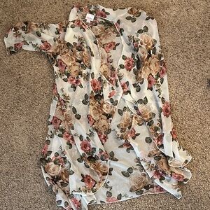 LuLaRoe Floral Swim Coverup - Cream, Pink, Brown